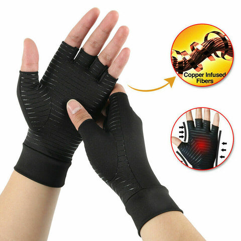 Copper Fit Compression Gloves Arthritis Carpal Tunnel Hand Support Pain Relief